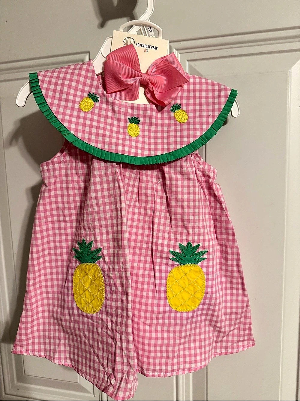AdventureWear 360 Baby Gingham Dress Bloomer Set Pink & Green NWT 6m